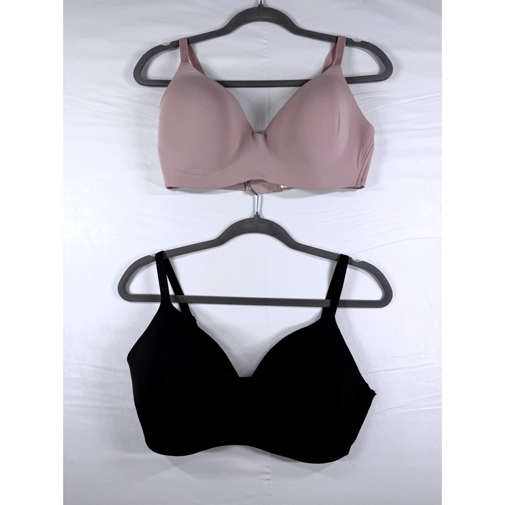 Calvin Klein Womens 2 Pack Wireless NEW Seamless Bras Black Nude Size Large B95